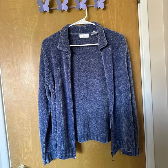 Croft and Barrow Zip up Blue Jacket with Collar Women’s Medium - Picture 1 of 4